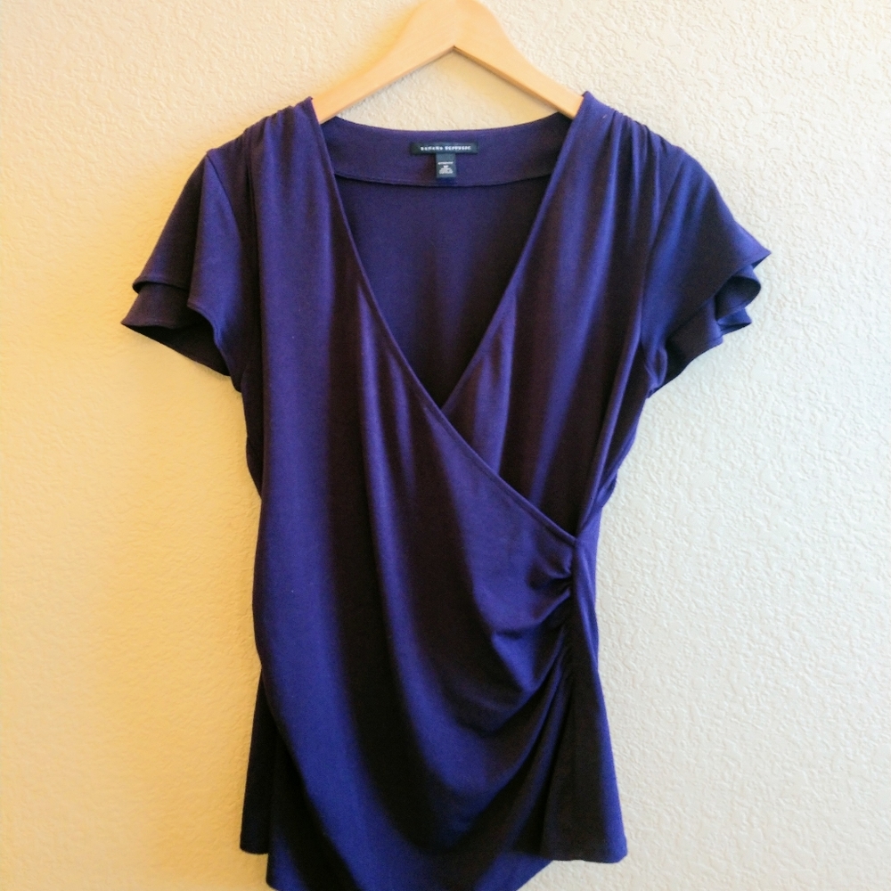 Banana Republic Dark Purple Wrap Shirt